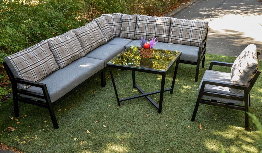 Комплект садовой мягкой мебели в стиле Loft с металлическим каркасом Серый (KS-1230)