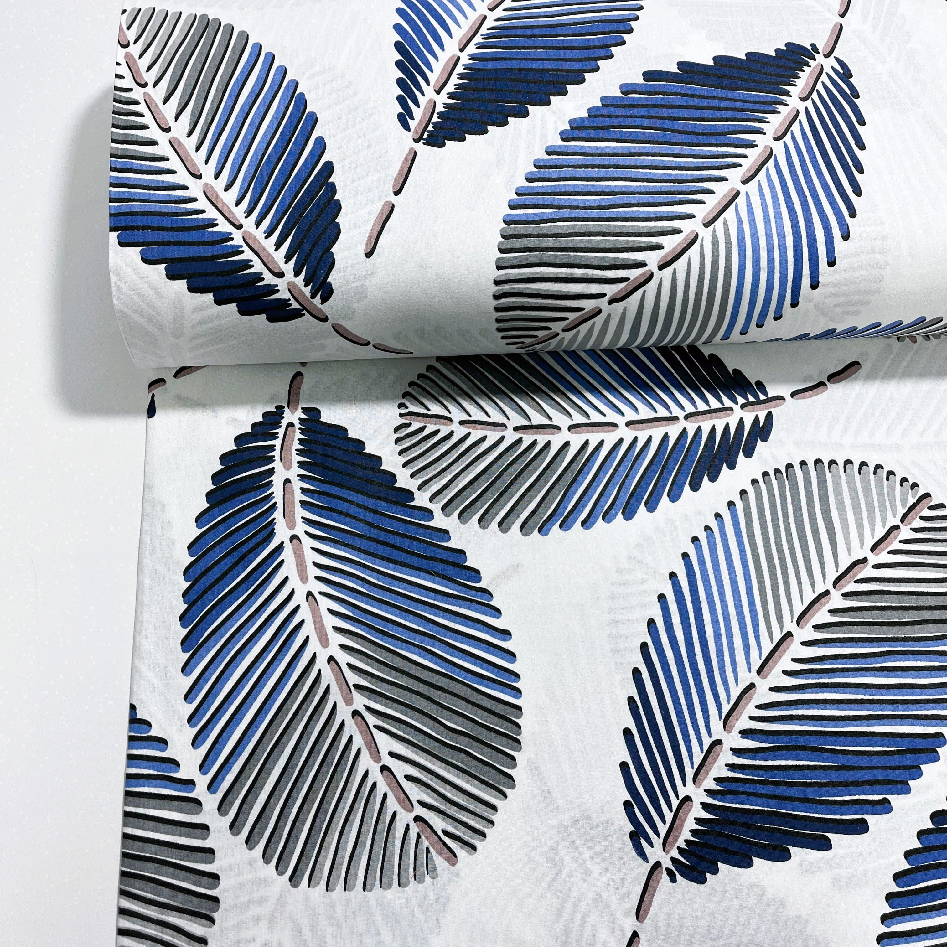 Ткань для постельного белья ранфорс тропическая листва 240 см Синий (G-8944/1 01749)