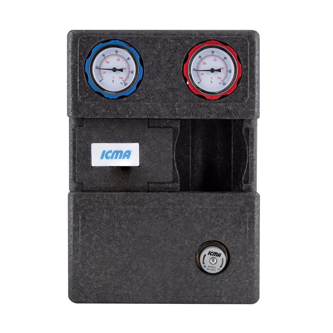 Насосна група ICMA з ручним регулюванням та термостатичним змішувачем праве підключення 1 1/2"x3/4" (№R004)