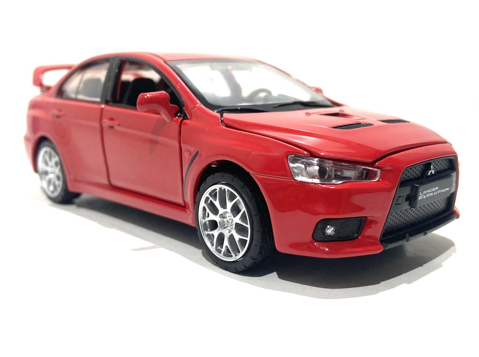 Машинка Автопром Mitsubishi Lancer Evolution 1:32   металл открываются двери/капот/багажник Красная (68462)