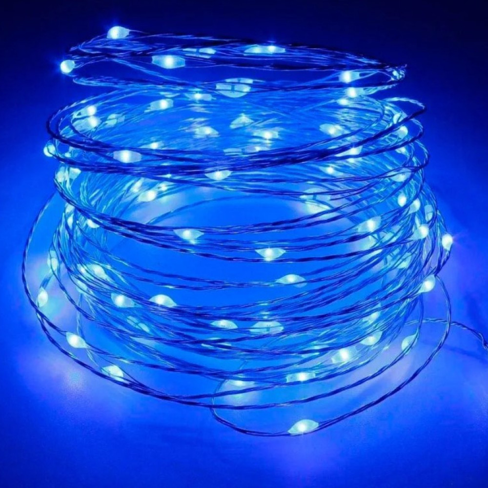 Гірлянда світлодіодна роса на батарейках статичний режим 20 LED IP44 2 м Синій - фото 4