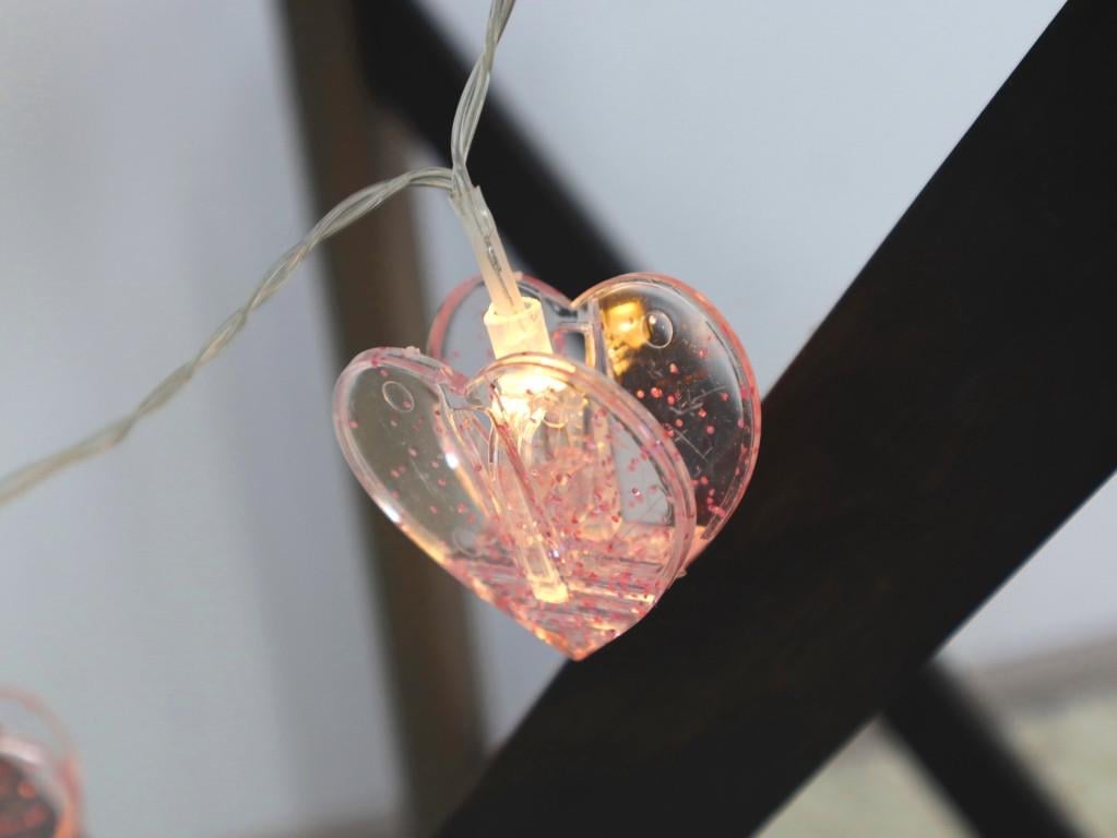 Гірлянда Серце прищіпки АА батарейки 1,75 м 10 лампочок у формі сердець - фото 4