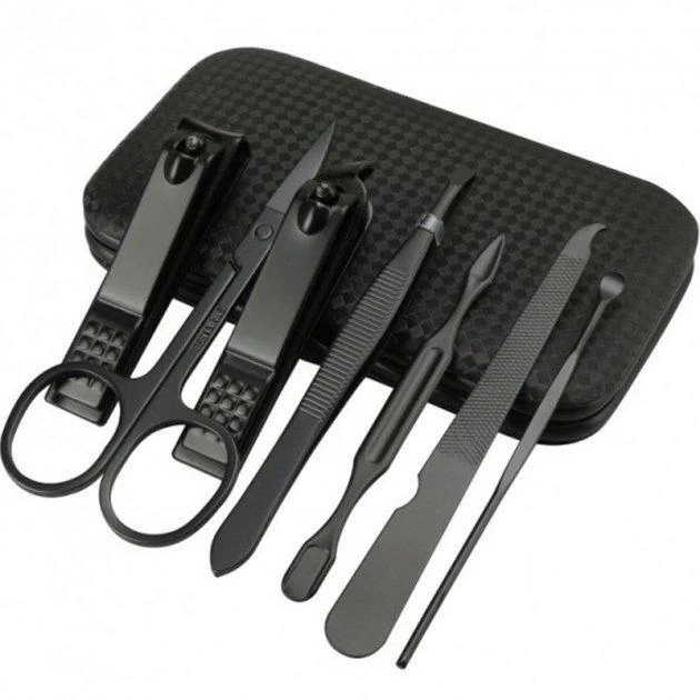 Набір манікюрний 7в1 з нержавіючої сталі Чорний (2549774004) - фото 4