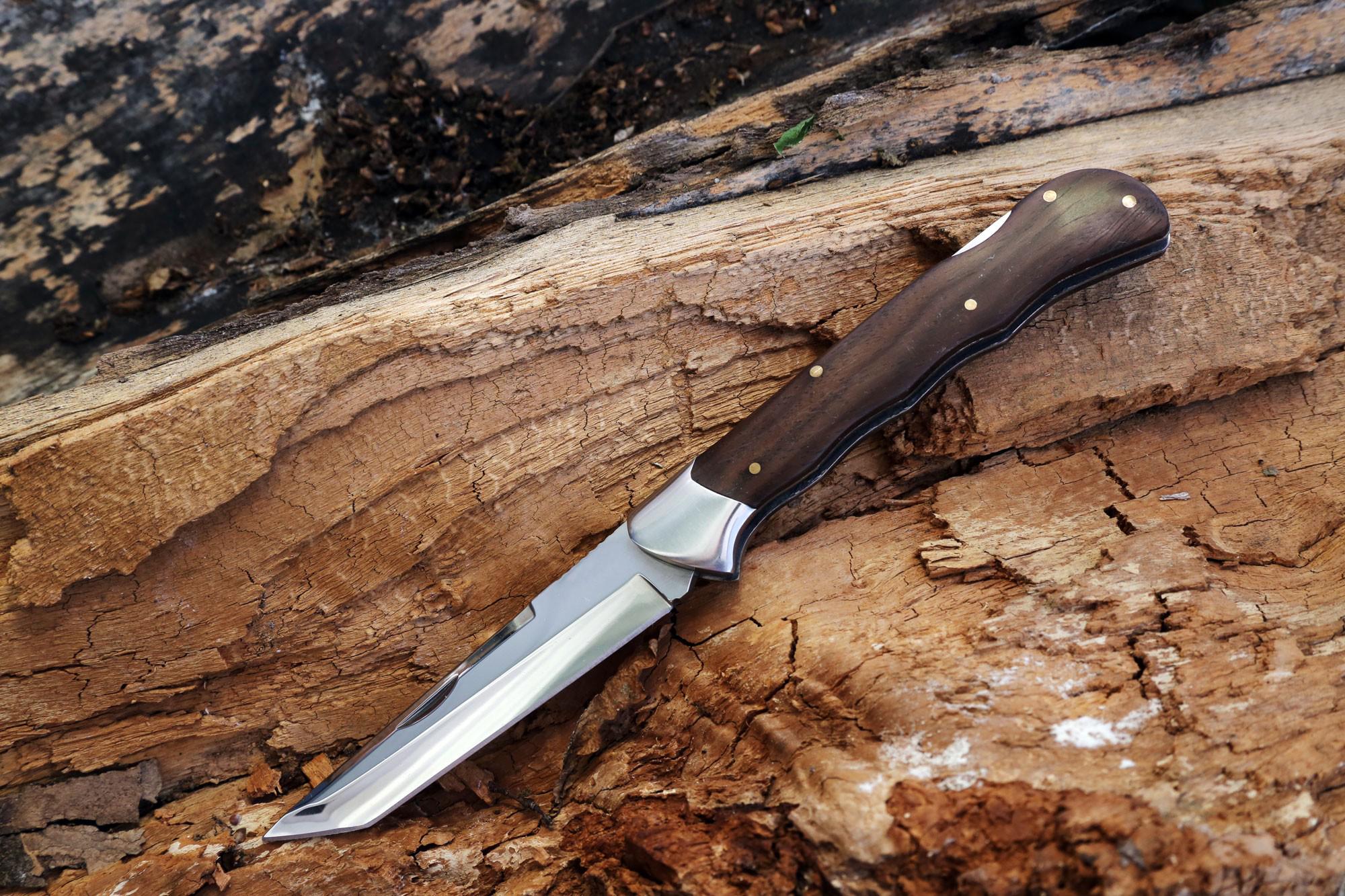 Нож складной GW S112 с деревянной рукоятью и удлиненным лезвием Tanto 440С