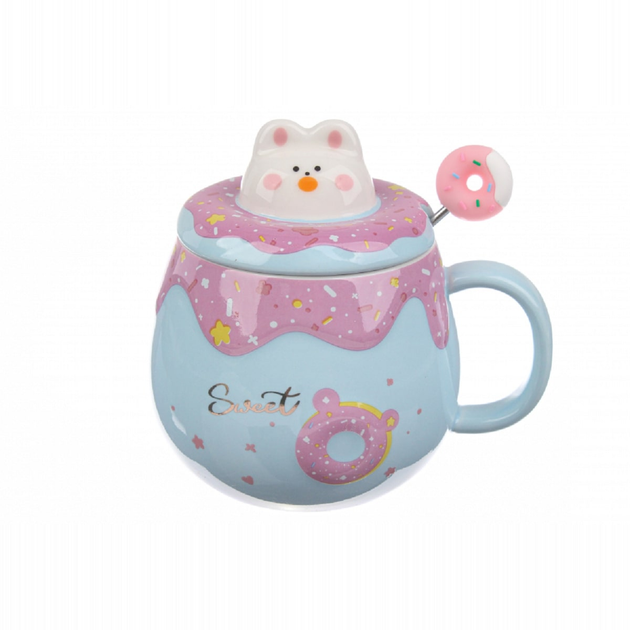 Чашка з кришкою Пончик 14614 500 мл Блакитний (4981793)