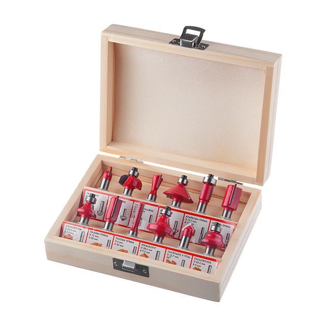 Набір фрез кінцевих по деревині Intertool HT-0071 12 шт. в кейсі