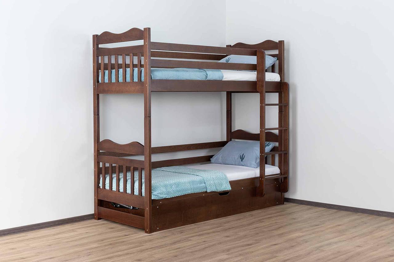 Кровать двухъярусная деревянная Маугли с подъемным механизмом Дримка 80x190 см Dark brown