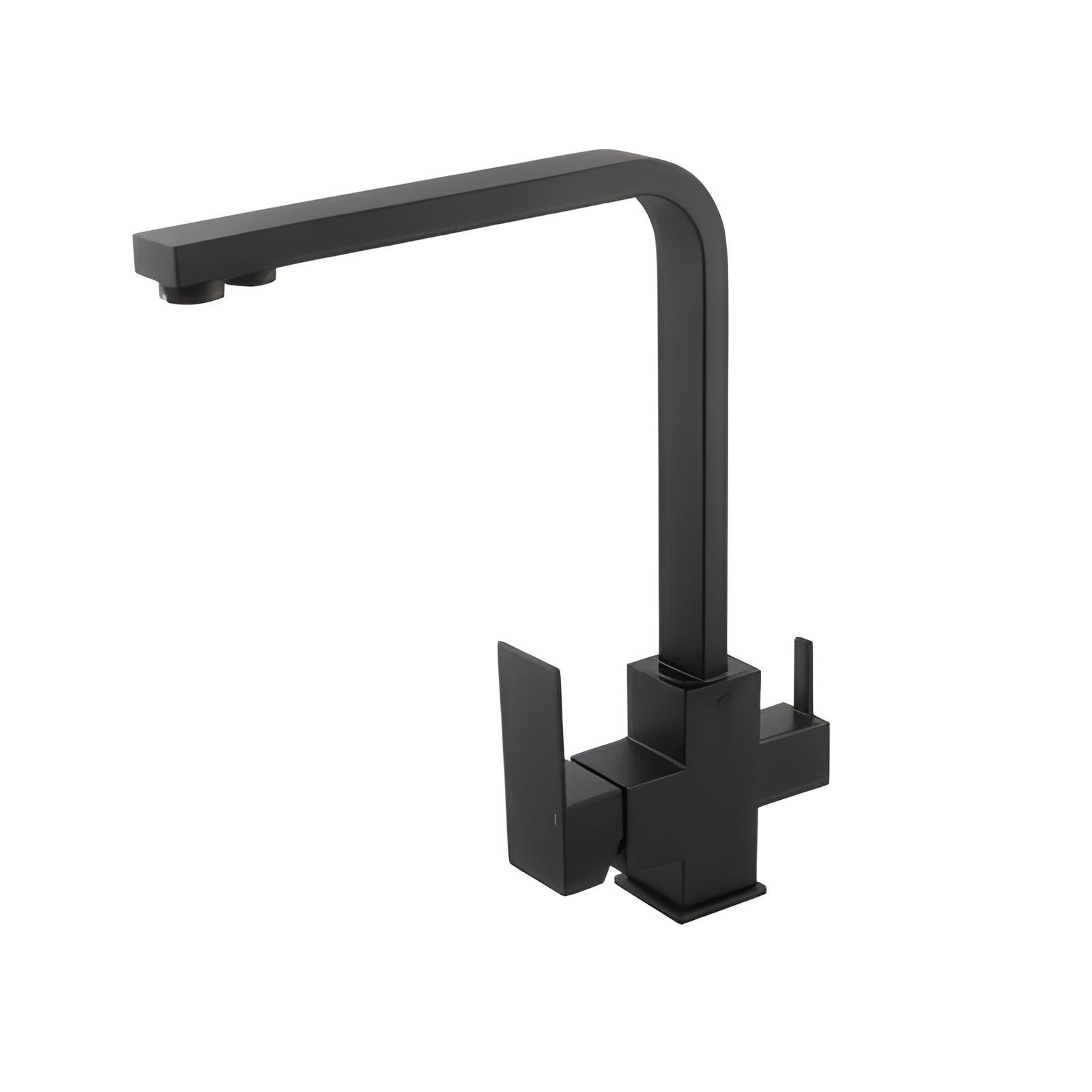 Смеситель для кухни Venta BK813FB с подключением осмоса двухрычажный Черный (SW-92859)