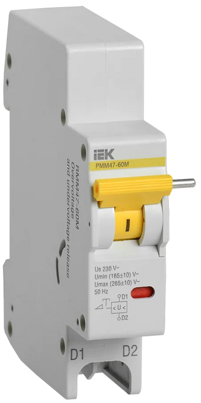 Расцепитель минимального-максимального напряжения УЕК РММ47-60М для ВА47-60M 230 В (MVA31D-RMM) Расцепитель минимального-максимального напряжения УЕК РММ47-60М для ВА47-60M 230 В (MVA31D-RMM)