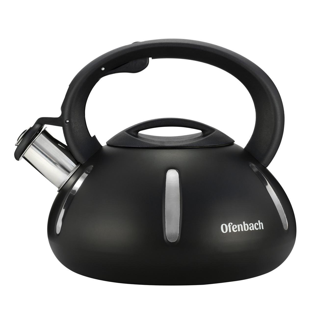 Чайник со свистком и нейлоновой ручкой Ofenbach Vizo из нержавеющей стали для индукции и газа 2 л Черный (100303) - фото 3 Чайник со свистком и нейлоновой ручкой Ofenbach Vizo из нержавеющей стали для индукции и газа 2 л Черный (100303) - фото 3