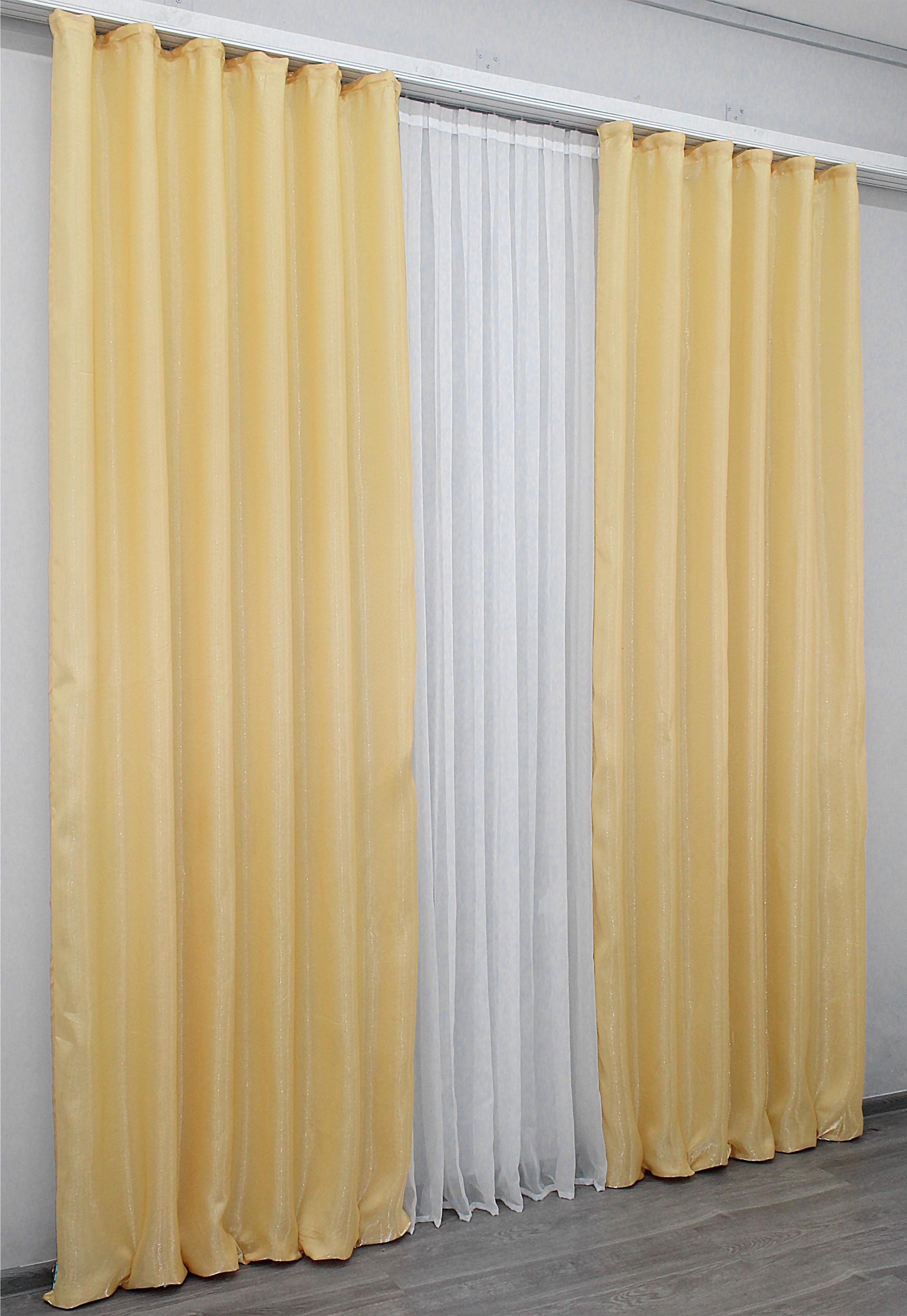 Комплект штор VR-Textil Атлас № 801ш монорей 150х270 см 2 шт. Золотистый (30-585) - фото 5