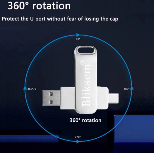 Флеш-память Bliksem OTG 64 ГБ USB 2.0 с металлической скобой USB/Type-C/USB mini (1886340003) - фото 3