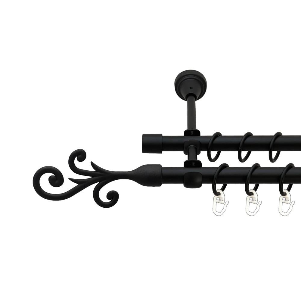 Карниз для штор Orvit Фала двухрядный гладкий 16/16 мм 300 см Черный (00-00024019)