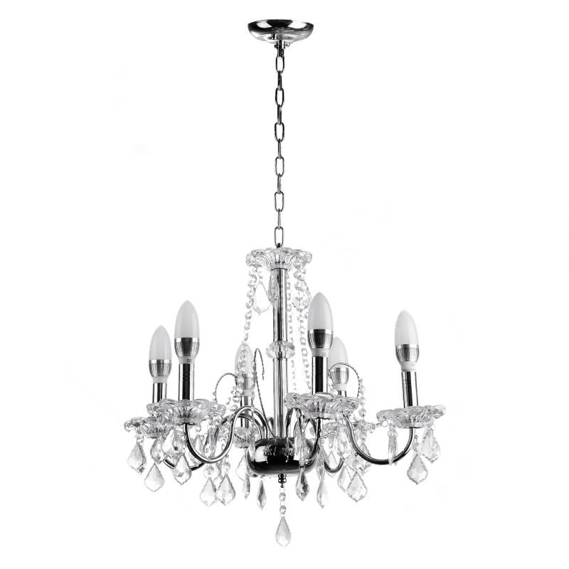 Люстра свеча подвесная прованс хрустальная Brille BCL-074S/6 Chrome