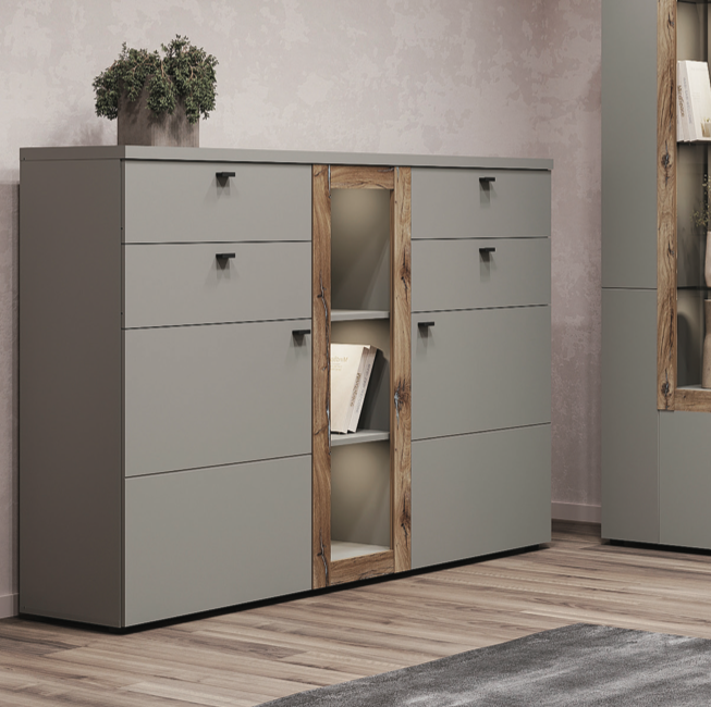 Комод в гостиную Sokme Модена 1600х407х1207 мм Серый/Дуб флагшток (28519645)