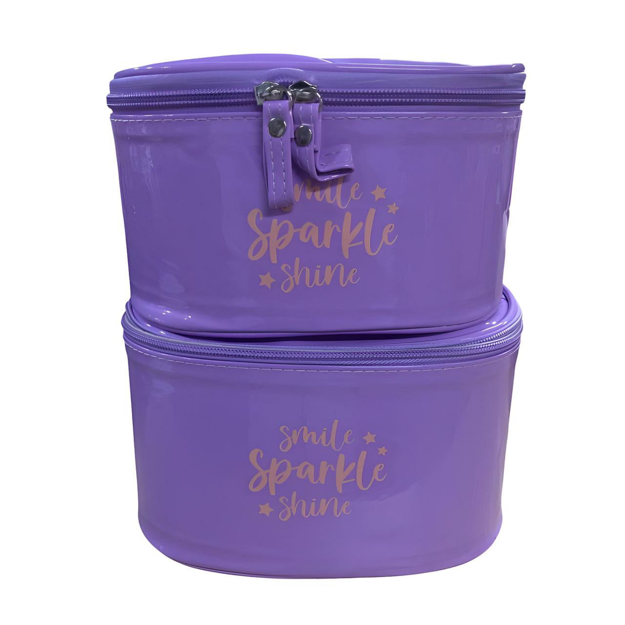 Набор косметичек 2в1 лаковые с принтом Фиолетовый (25-200)