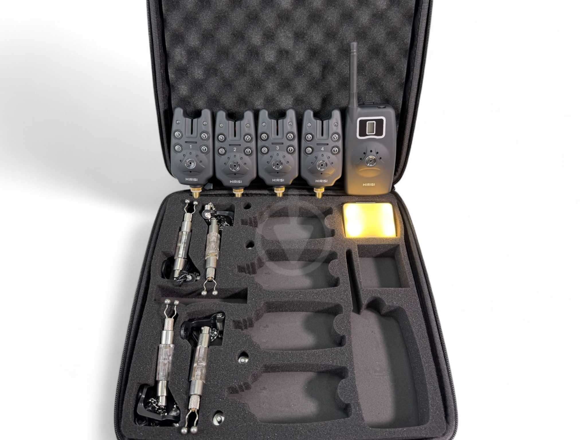 Карповые сигнализаторы поклевки с свингерами Hirisi набор 4/1 и лампа (B1203D) - фото 2