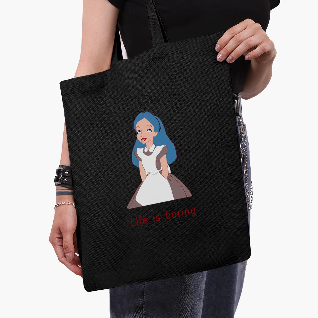 Еко сумка шоппер Аліса скукота Дісней 41х35 см Чорний (9227-1435-BK)