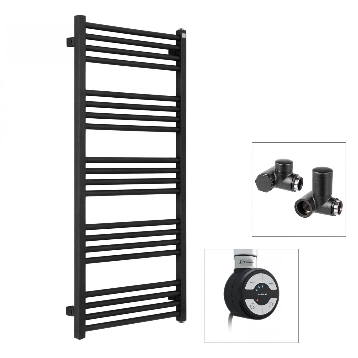 Полотенцесушитель комбинированный Terma Fiona ТЭН MOA с вентилем Integra 1140x500 мм Black Mat (865)