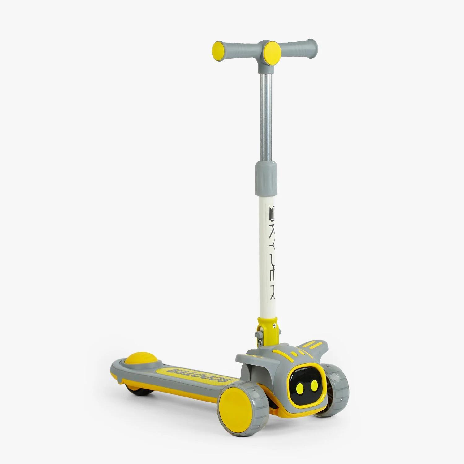 Самокат триколісний Skyper/колеса PU зі світлом/музика/кермо складане 125х40 мм Gray/Yellow (153309)