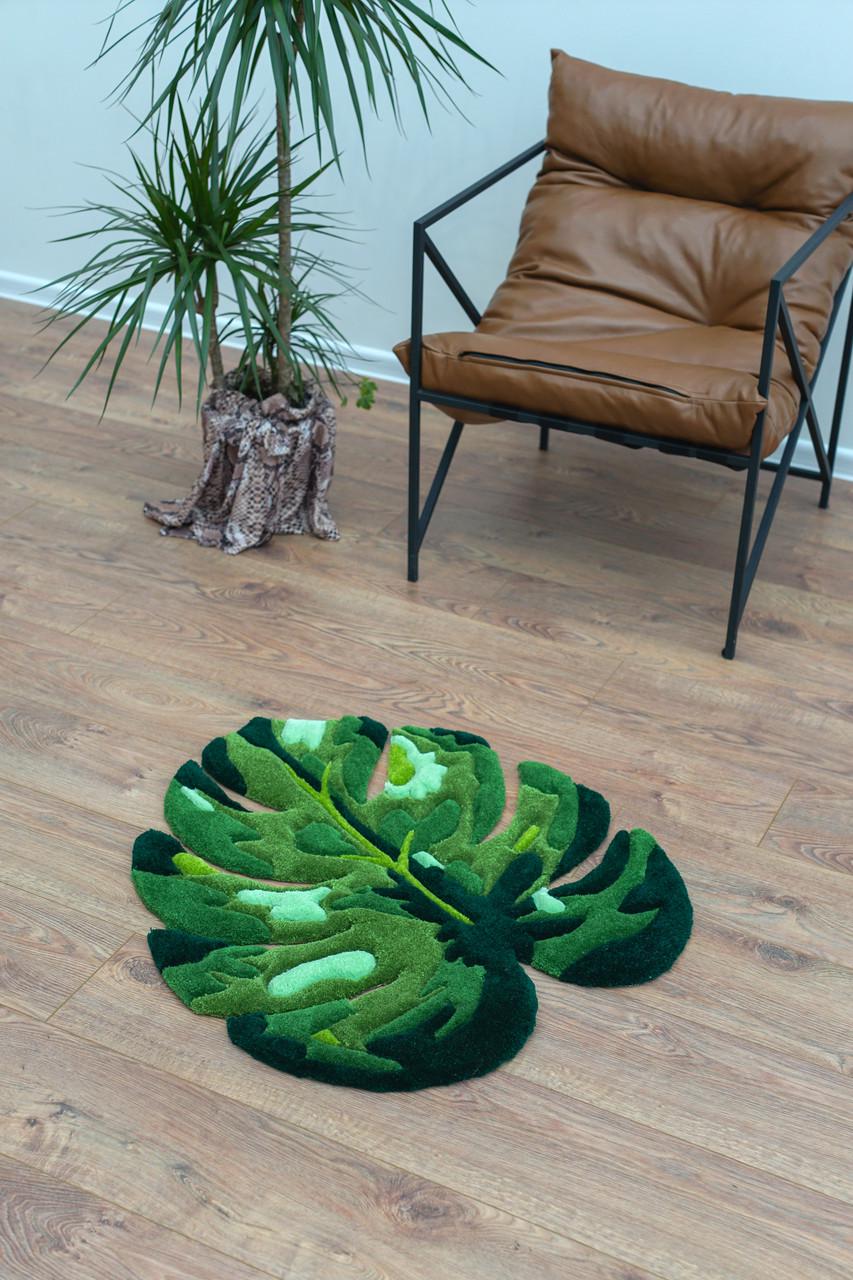 Килим ручної роботи Листок монстери 70х65 см - фото 2 Килим ручної роботи Листок монстери 70х65 см - фото 2