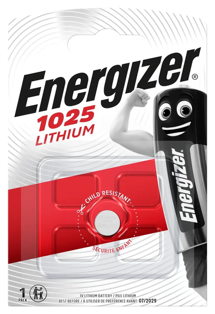 Батарейка літієва Energizer CR1025 на блістері 1 шт.