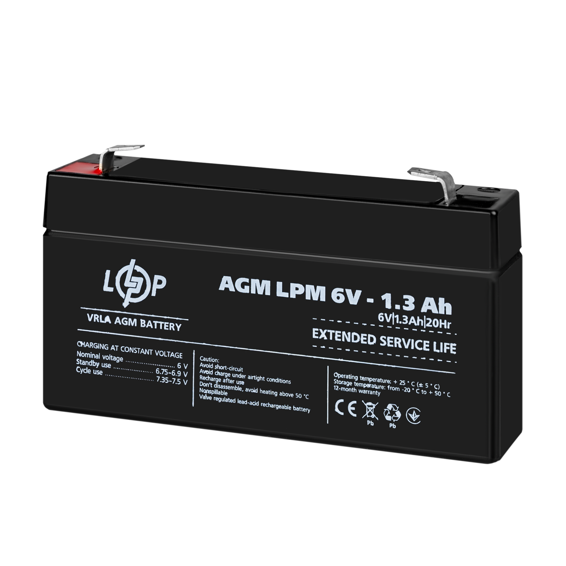 Аккумулятор AGM LPM 6V-1,3 Ah (4157) - фото 3