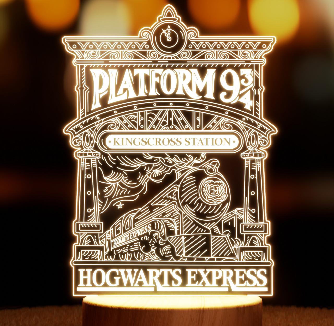 Ночник-светильник Lampic Хогвартс Экспресс USB дерево/акрил 15х24 см Желтый (32377334)