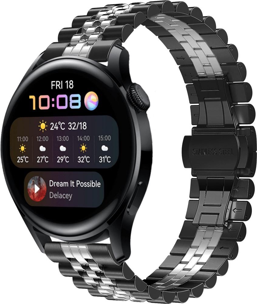 Браслет металлический Stech Line для Huawei Watch 3 Black Silver (29145-03)