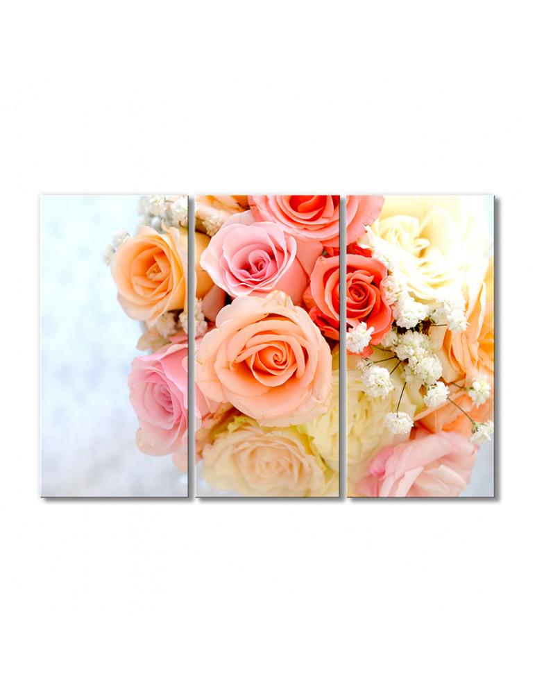 Картина модульная Розовый букет выпускницы 3 модуля 70x105 см