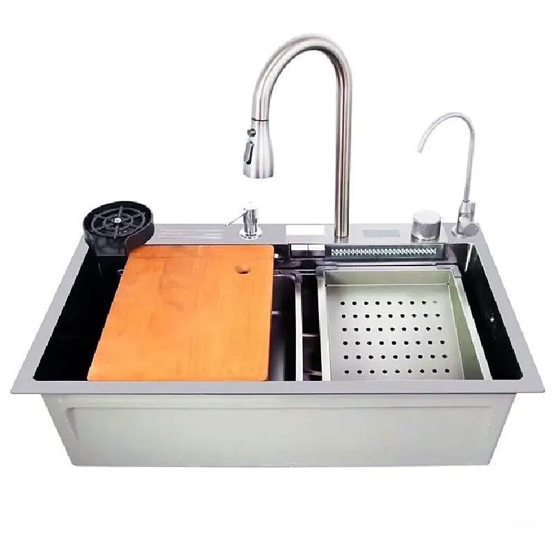 Мойка кухонная многофункциональная Zerix ZH7546-SET-06 Decor 3.0/0.8 врезная из нержавеющей стали (ZX5684)