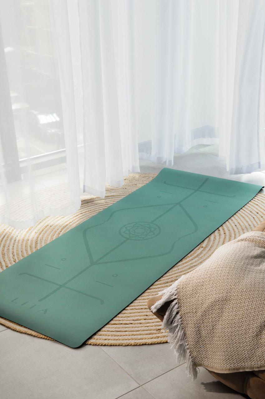 Коврик для йоги каучуковый Lita Pro PU/coconut Marking Yoga mat Зеленый 183х68х0,5 см (40-02-3) - фото 2