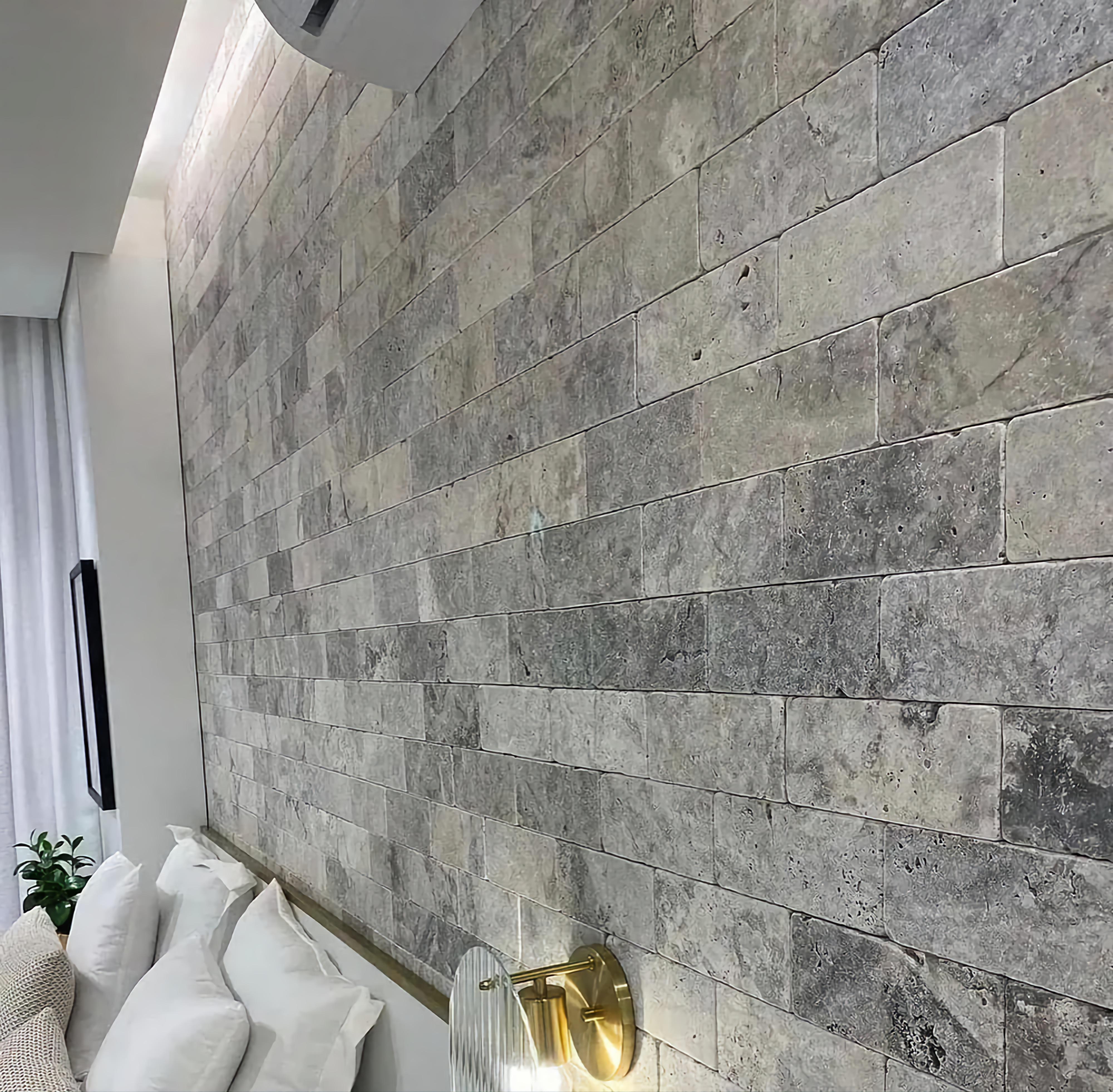 Плитка травертин STONELAK TUSCAN SILVER Tumbled/Антік 7,5х20,3 см 0,5 кв. м Grey (999802) - фото 5 Плитка травертин STONELAK TUSCAN SILVER Tumbled/Антік 7,5х20,3 см 0,5 кв. м Grey (999802) - фото 5