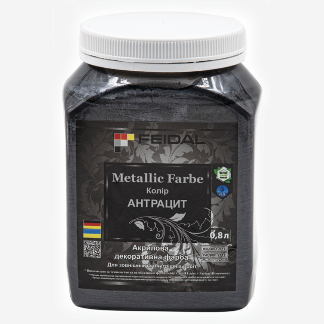 Эмаль Feidal Metallic Farbe с металлическим перламутровым блеском 0,8 л Антрацит (27581778)