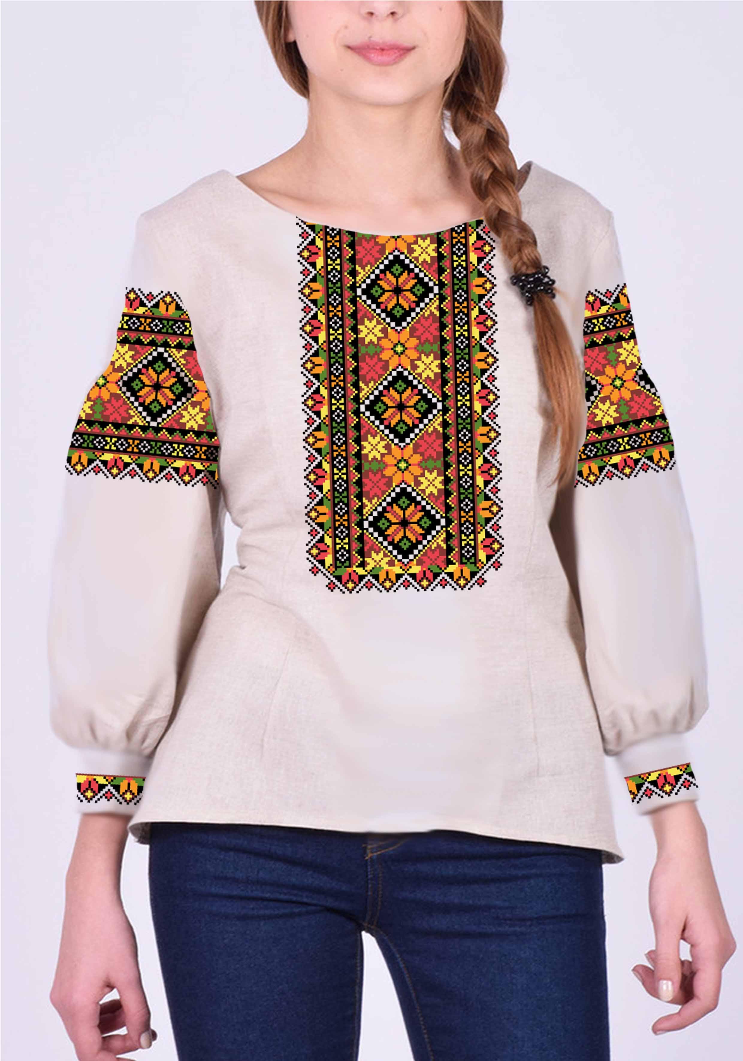 Заготовка для вишивки нитками або бісером сорочка СЖ-232 домоткане полотно Заготовка для вишивки нитками або бісером сорочка СЖ-232 домоткане полотно