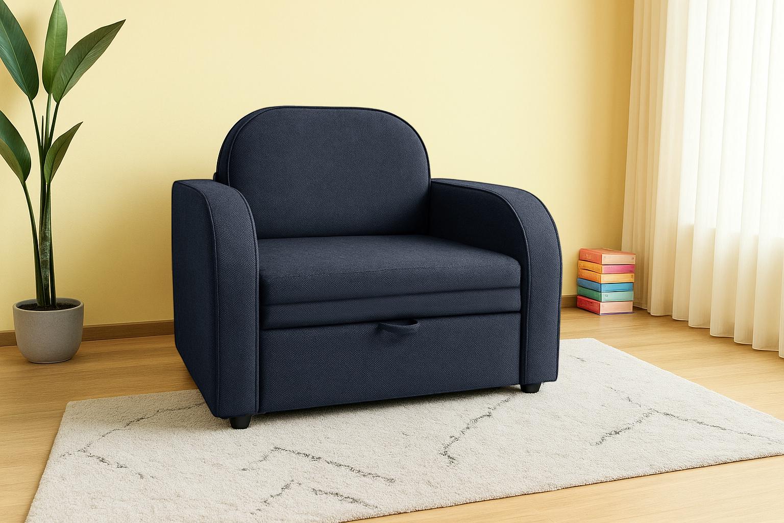 Диван-кресло мягкий раскладной Tobi Sho Дрогом рогожка Bahama 1140х850х830 мм 32/Темно-серый