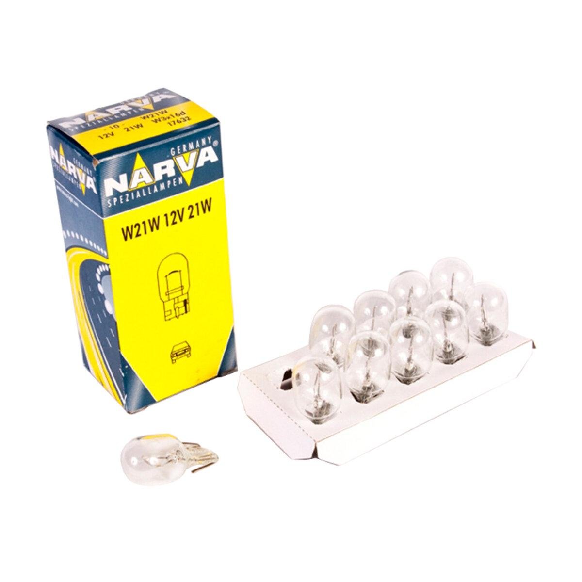 Автомобільна лампа розжарювання Narva W21W 12V 21WW3X16d 10 шт. (4670)