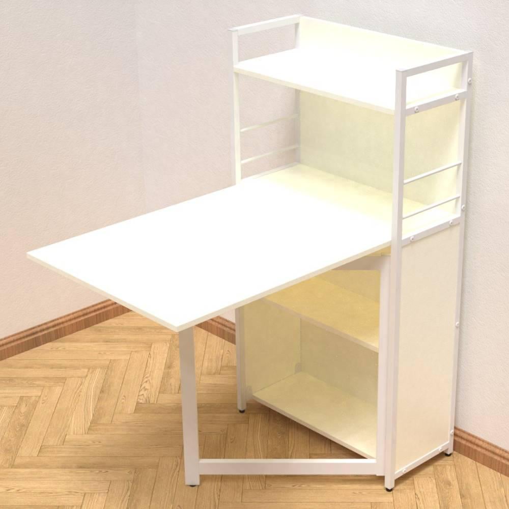 Стол книжка с этажеркой Ferrum-decor Практик 1 металл/ДСП 16 мм 1200x640x990 мм Белый (FRD-104618)
