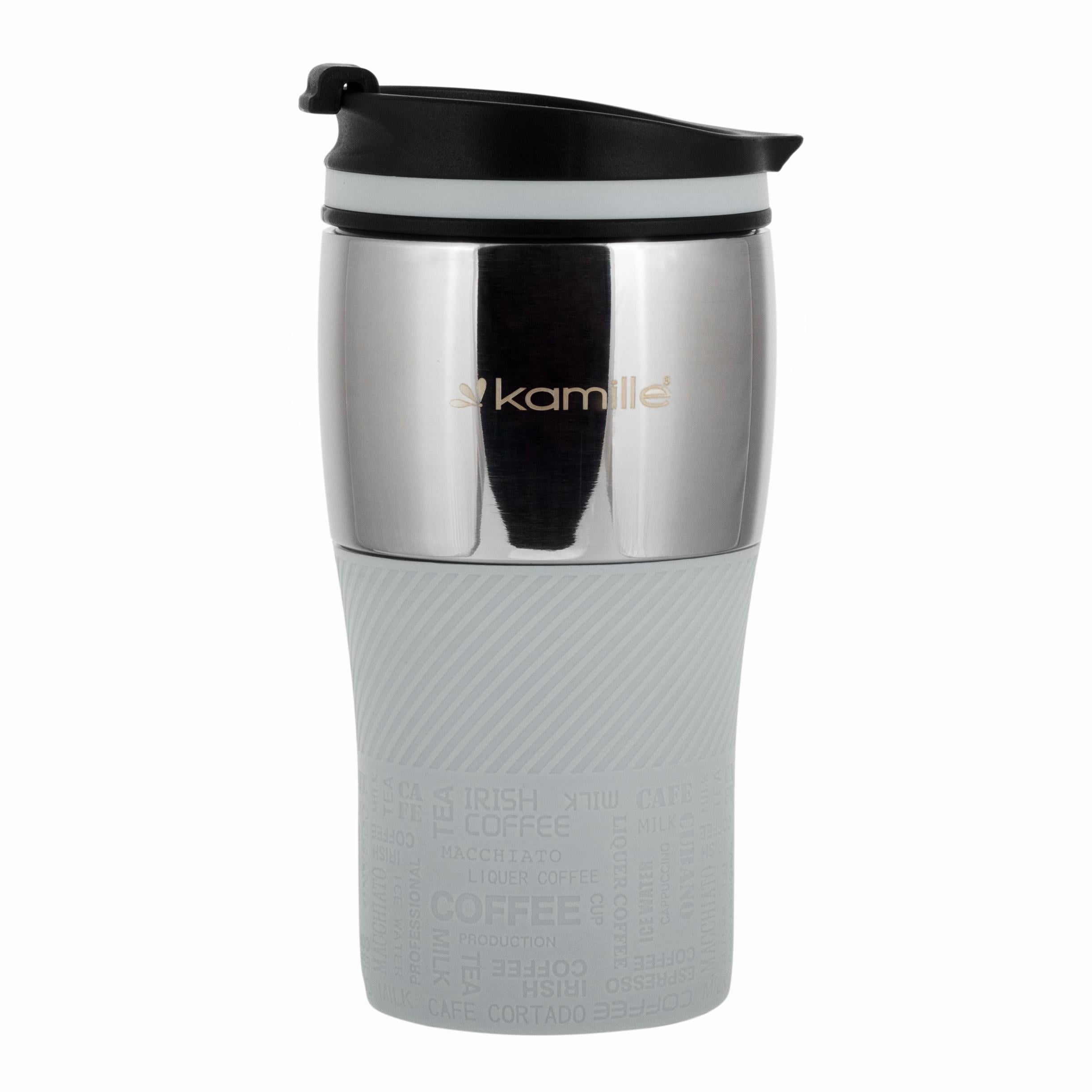 Термокружка Kamille из нержавеющей стали с TPR-вставкой 320 мл Серый (14897068)
