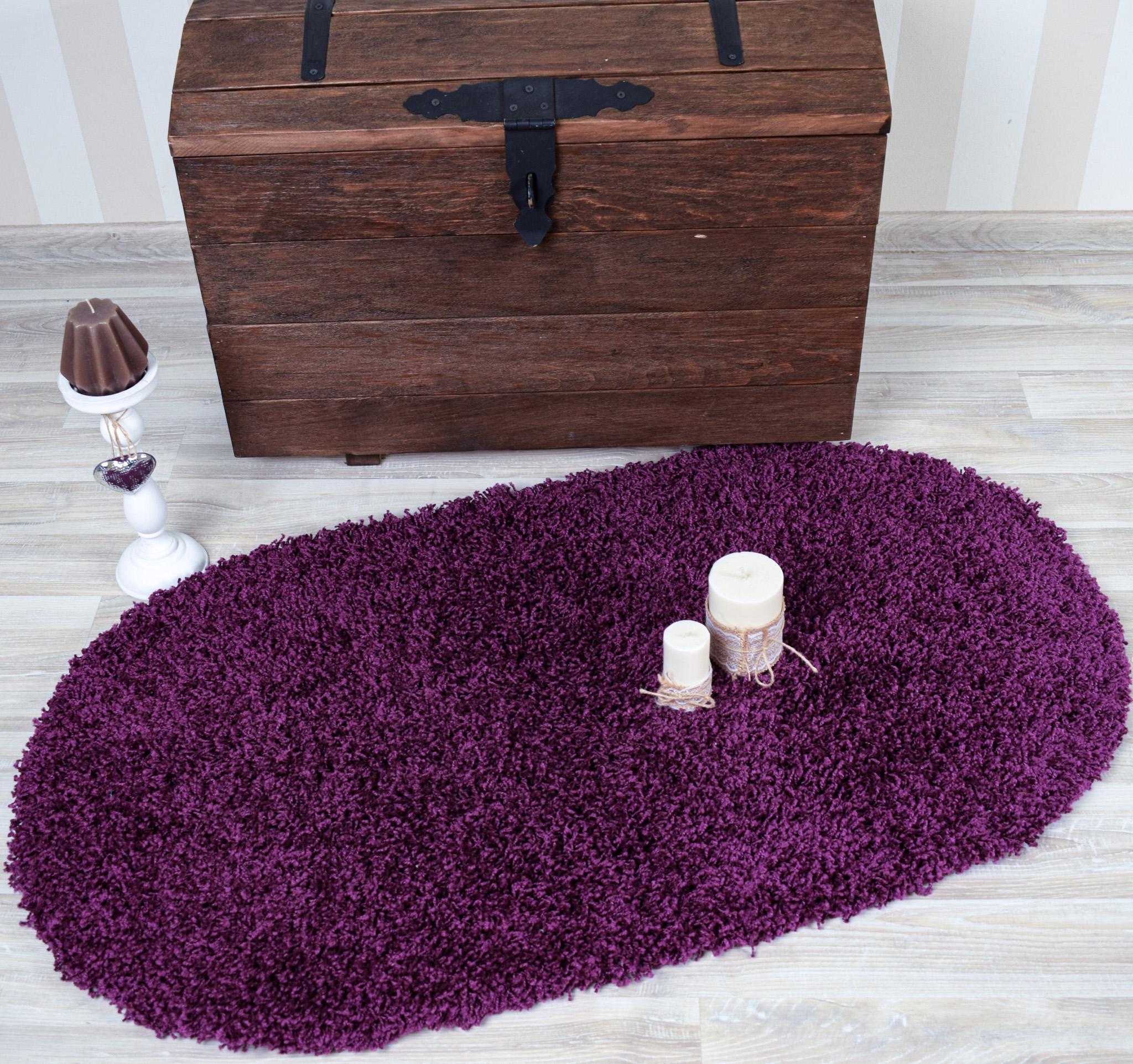 Коврик для спальни прикроватный Loca 6365 ворсистый овальный 80х150 см D.Purple (369754941)