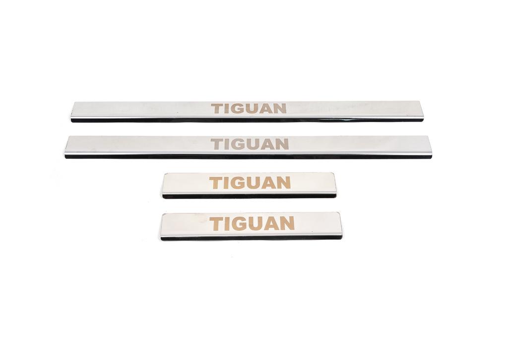 Накладки на дверные пороги Carmos для Volkswagen Tiguan 2016-2023 гг. нержавеющая сталь Хром