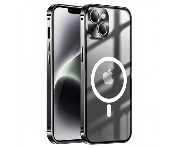 Чехол накладка Metal Glass Ring для iPhone 15 с металлическим кольцом и дополнительной защитой на камеру Черный Чехол накладка Metal Glass Ring для iPhone 15 с металлическим кольцом и дополнительной защитой на камеру Черный