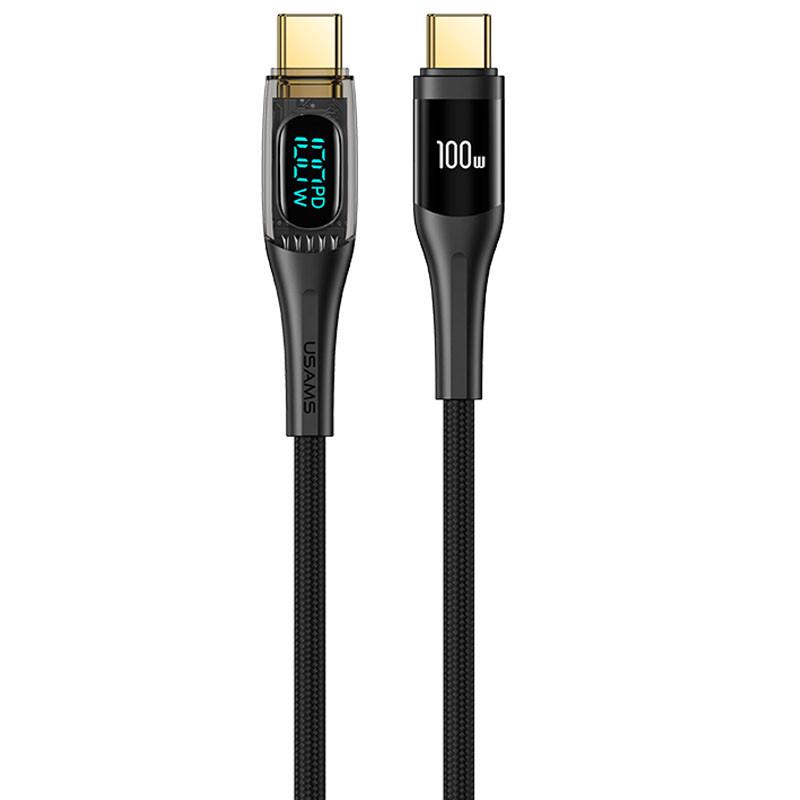 Кабель дата Usams US-SJ590 Type-C to Type-C PD 100W Transparent Digital Display Cable 1,2 м Черный (00000062628_1)