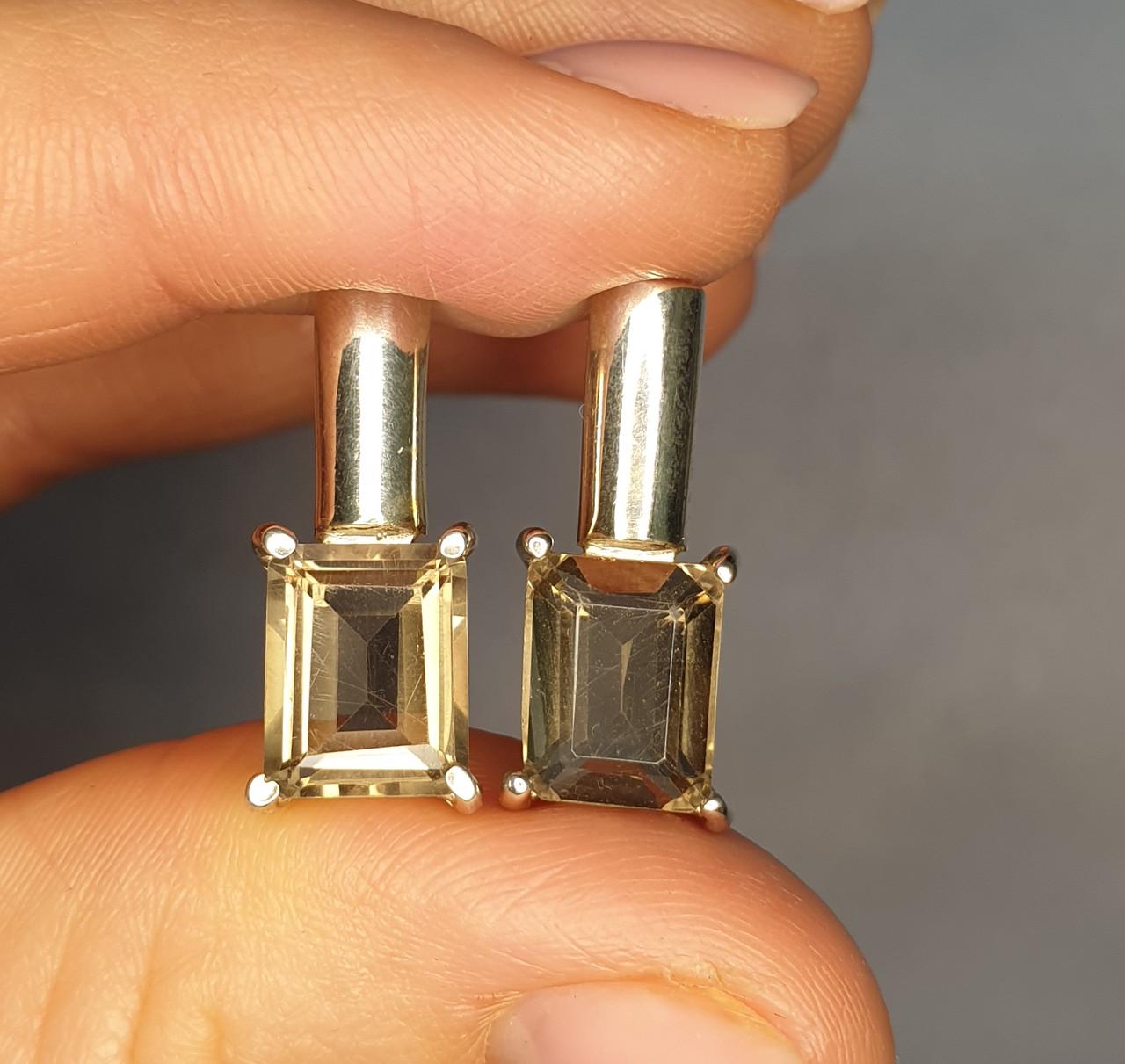 Серьги серебряные с раухтопазом 5,38 г (1363369120)
