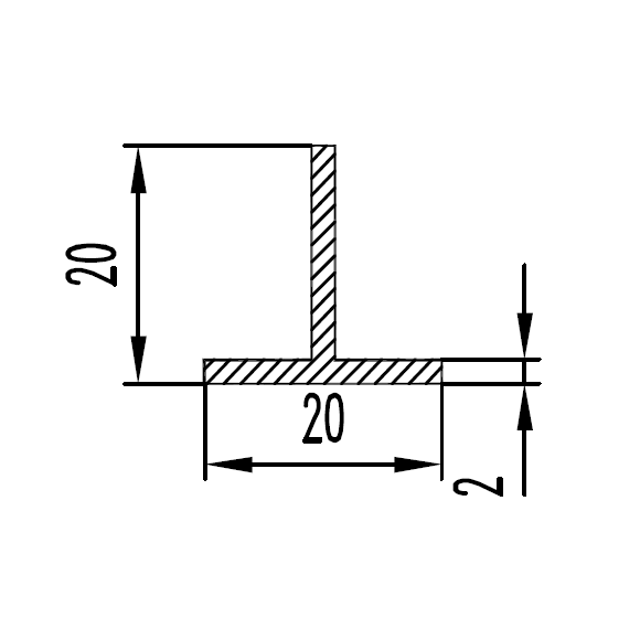 Алюмінієвий профіль тавр 20х20х2 мм AS - фото 4