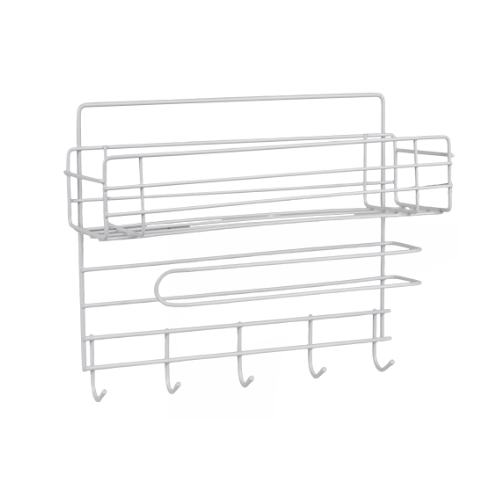 Полиця-органайзер настінна із тримачем Stenson 5 гачків 29,5x10x23,5 см White (M50258) Полиця-органайзер настінна із тримачем Stenson 5 гачків 29,5x10x23,5 см White (M50258)