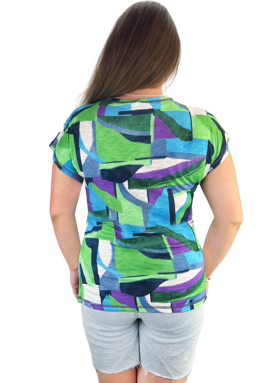 Блузка вискоза со спущенными рукавами абстракция р.60-62 Зеленый (1365) - фото 3 Блузка вискоза со спущенными рукавами абстракция р.60-62 Зеленый (1365) - фото 3