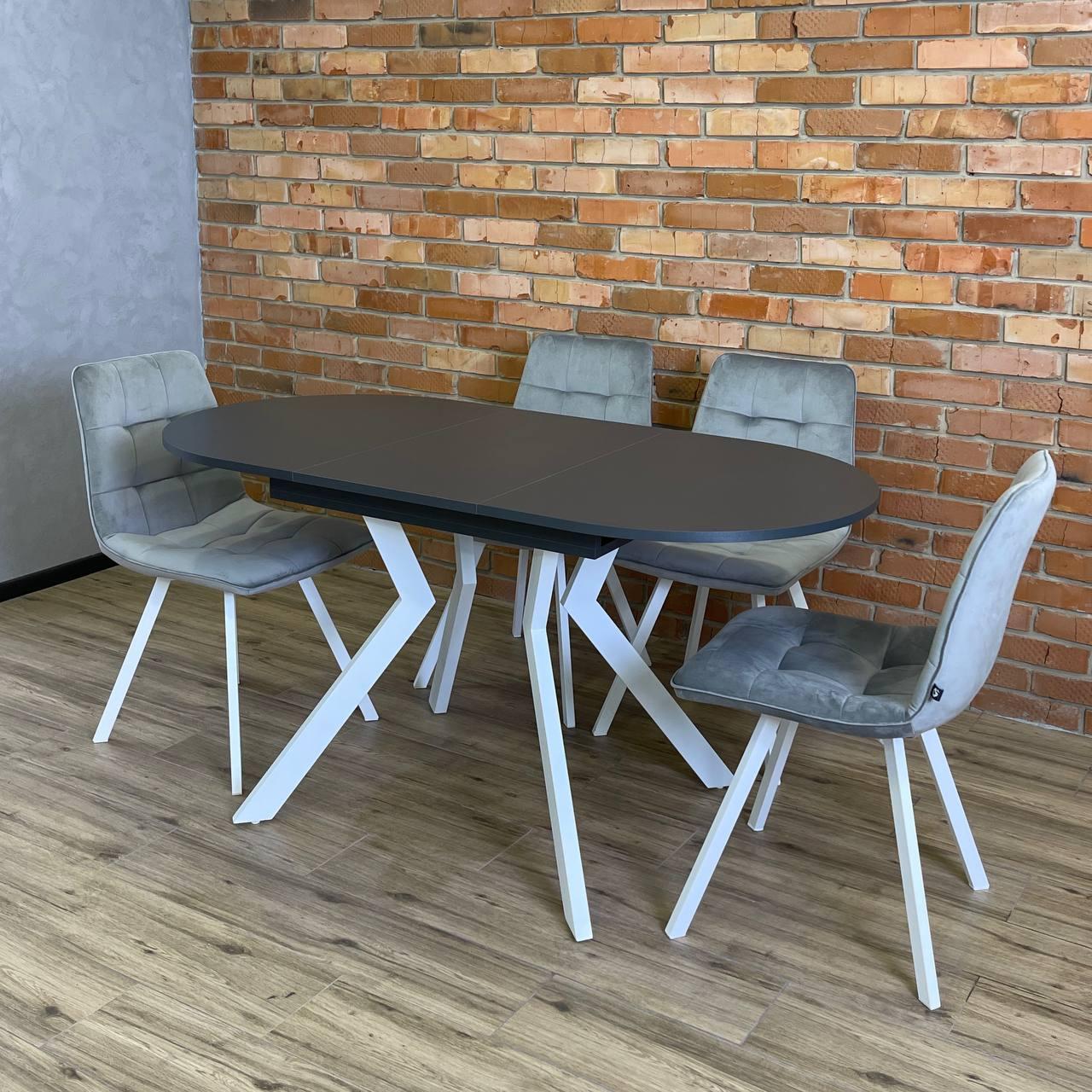 Стол кухонный раздвижной Ronni 1100 УТП027906 Loft Антрацит/Белый мат - фото 3 Стол кухонный раздвижной Ronni 1100 УТП027906 Loft Антрацит/Белый мат - фото 3