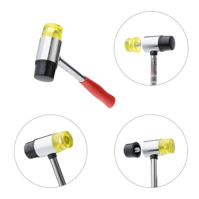 Молоток рихтовочный с металлической рукояткой/резиновый и полиуретановый сменные бойки D 35 мм - фото 4