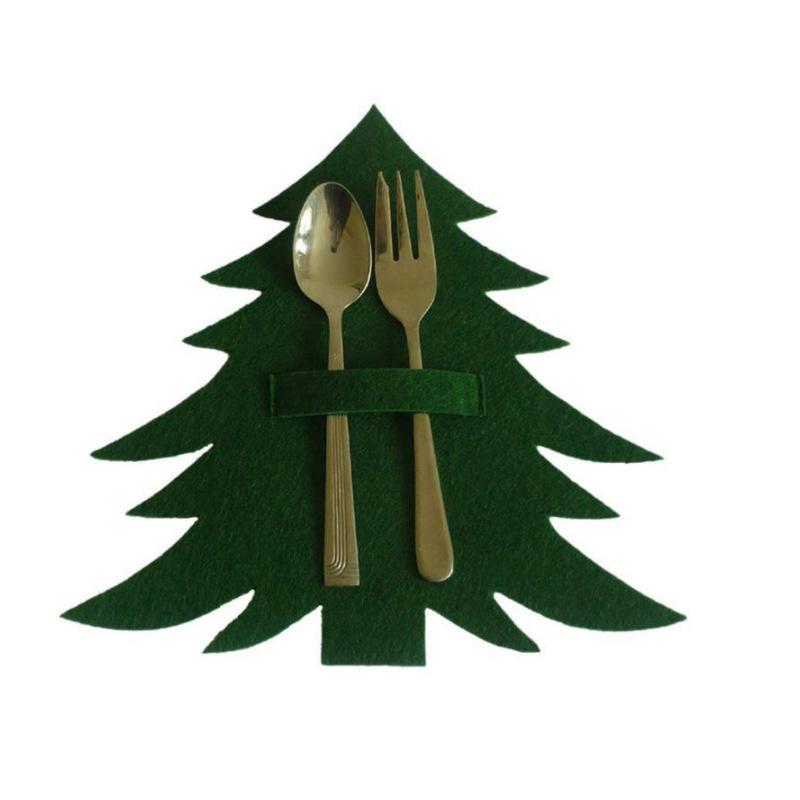 Новорічний конверт для столових приборів Ялинки 20x20 см Зелений (22300/11)